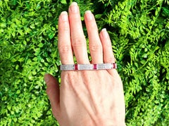 7.80 Carat Pink Tourmaline 6.72 Carat Diamond 18k White Gold Bracelet Circa 1990