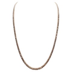 7,80 Karat runder Diamant-Tennis-Halskette aus 14 Karat Roségold mit Brillantschliff