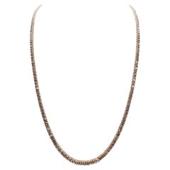 7.80 Carat Round Brilliant Cut Diamond Tennis Necklace 14 Karat Rose Gold