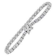 Roman Malakov 7.80 Carat Round Diamond Floral Motif Clasp Tennis Bracelet