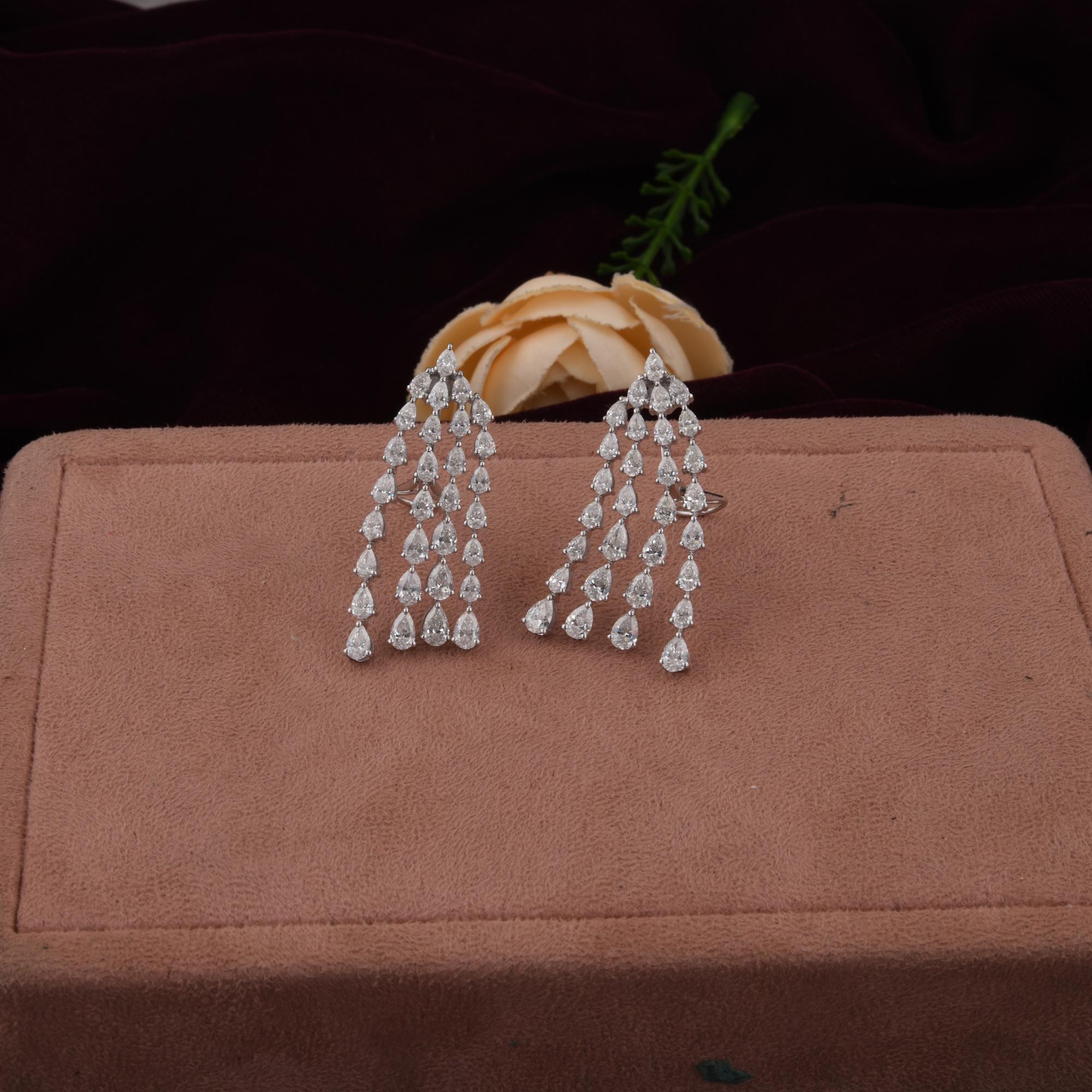 7.80 Carat SI Clarity HI Color Diamond Pear Chandelier Earrings 14k White Gold Neuf - En vente à Diera, Dubai