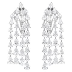 7.80 Carat SI Clarity HI Color Pear Diamond Chandelier Earrings 14k White Gold