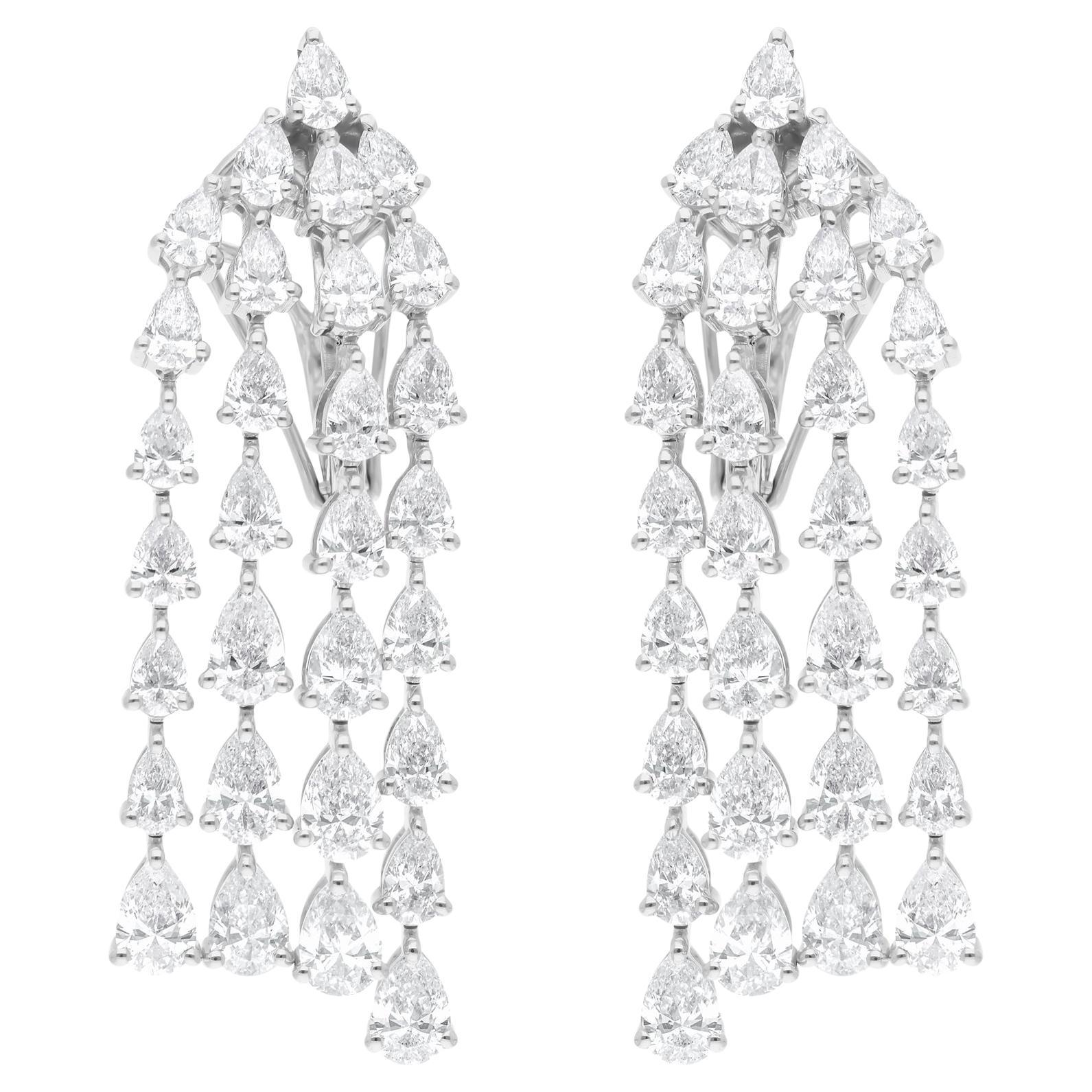 7,80 Karat SI Reinheit HI Farbe Birnen-Diamant-Kronleuchter-Ohrringe 14k Weißgold