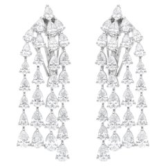 7.80 Carat SI/H Pear Brilliant Cut Diamond 18k White Gold Chandelier Earrings