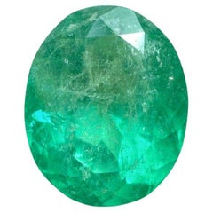 7,80 carati di smeraldo colombiano verde giallastro taglio ovale - Gemma di maggio