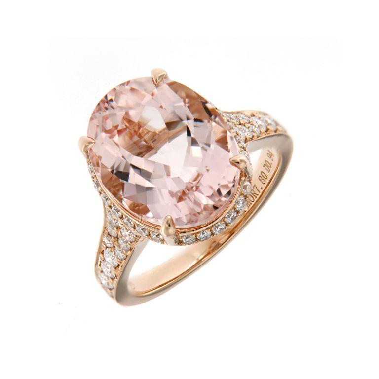 7,80 Karat 18K Rose Gold  Pinker Morganit-Diamant-Ring (Moderne) im Angebot