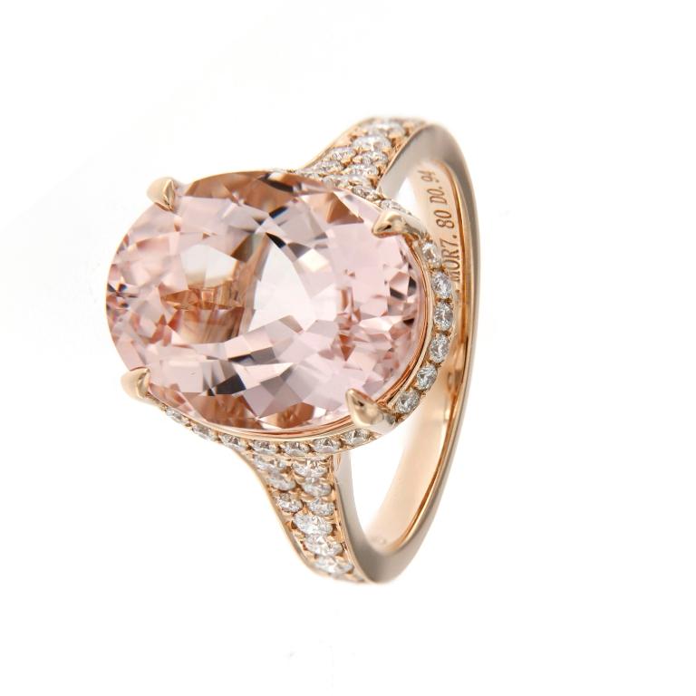 7,80 Karat 18K Rose Gold  Pinker Morganit-Diamant-Ring im Zustand „Neu“ im Angebot in Hong Kong, HK