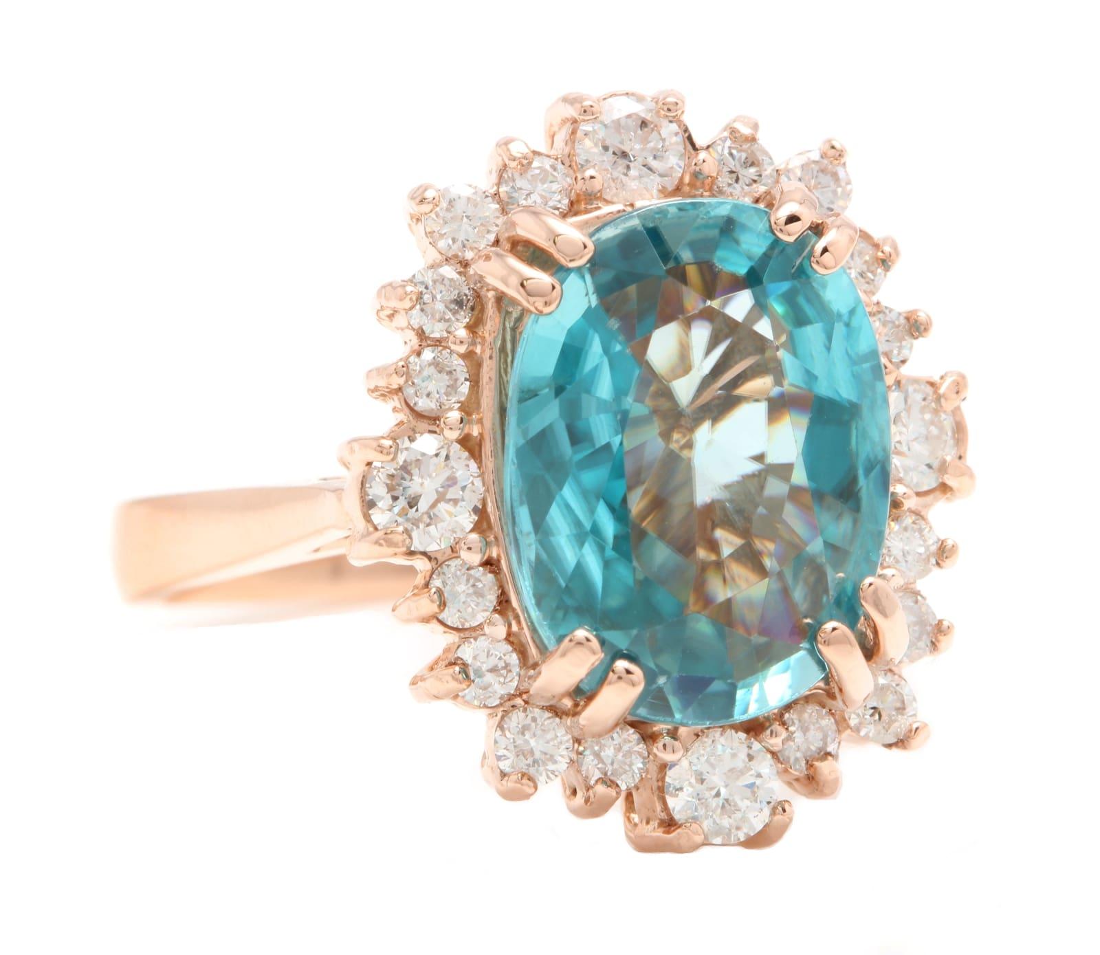 7.bague en or rose massif 14K avec zircon et diamant de 80 carats de très belle apparence naturelle

Valeur de remplacement suggérée : Environ 7 300 $

Le poids total du zircon naturel de taille ovale est de : Environ 7.00 Carats 

Mesures du zircon