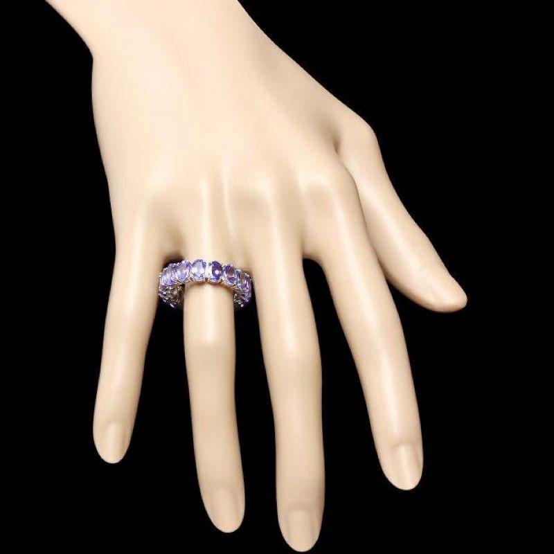 7.80 Carats Natural Tanzanite 14k Solid White Gold Ring In New Condition For Sale In Los Angeles, CA