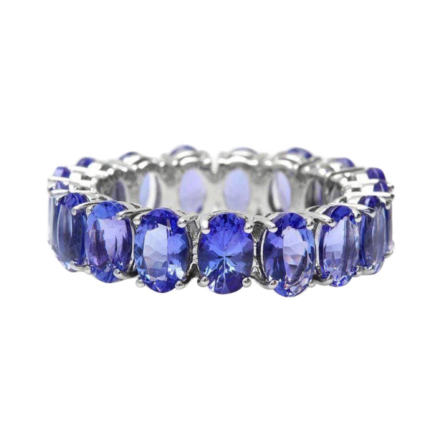 7.80 Carats Natural Tanzanite 14k Solid White Gold Ring For Sale