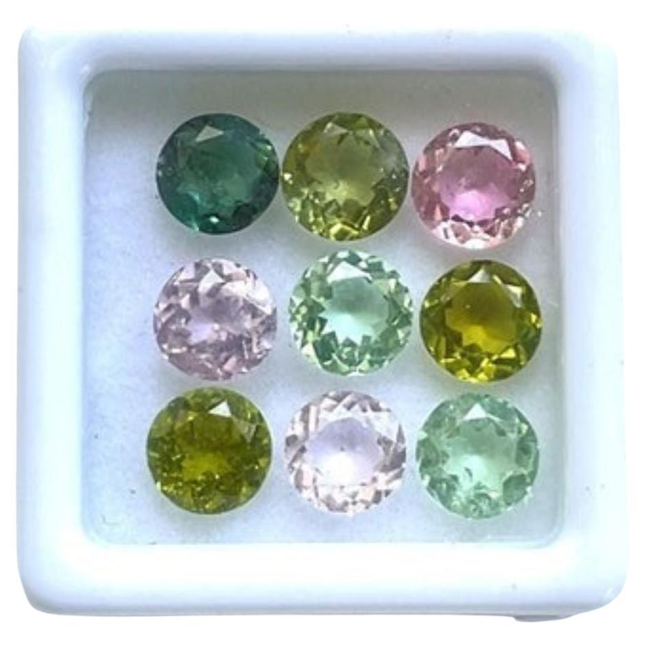 7.80 Carats Tourmaline Match Pair, Mix Color Tourmaline Round Cut Stones For Sale