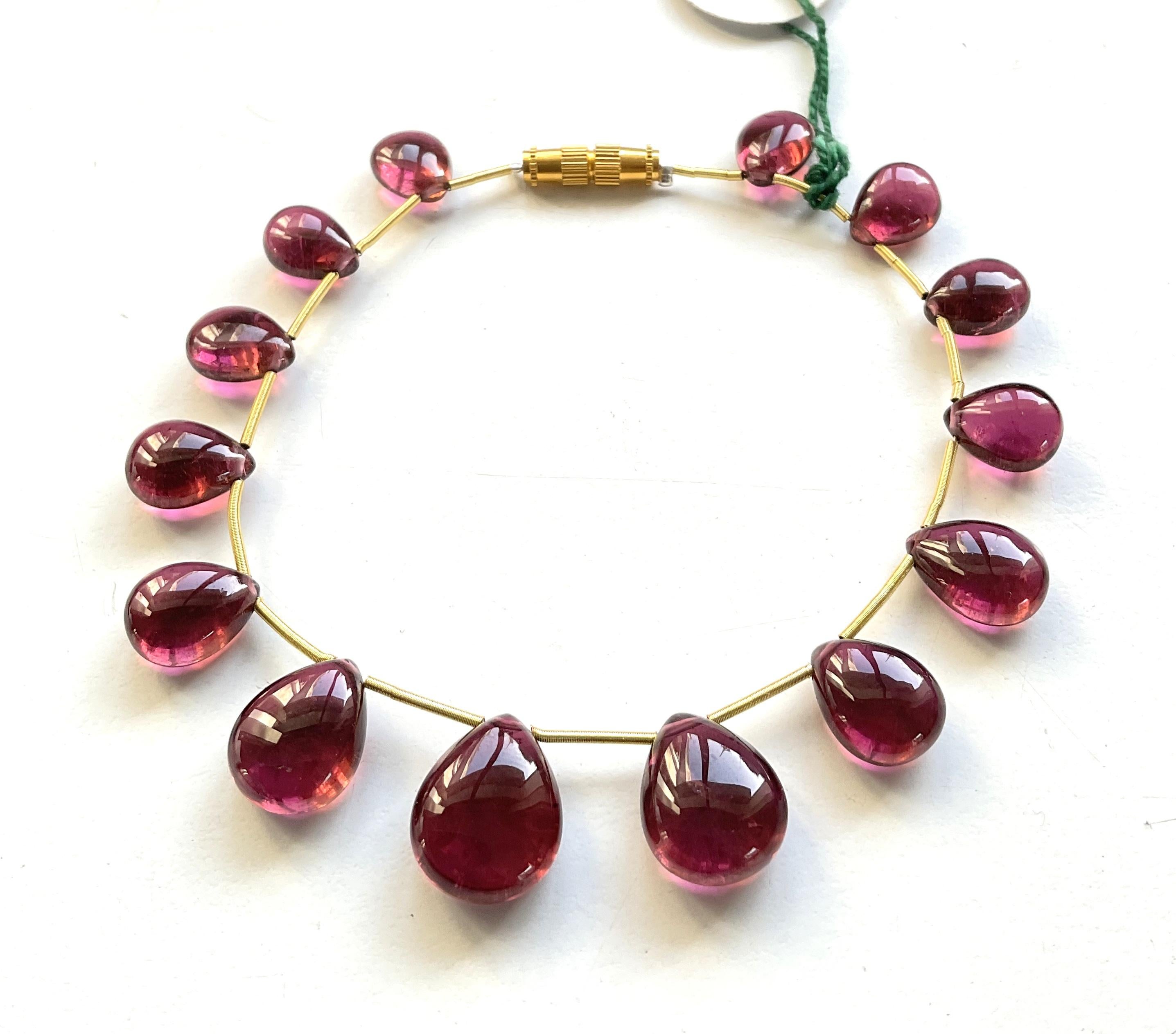 Pear Cut 78.00 Carats Rubellite Tourmaline 14 Piece Layout Drops Top Quality Natural Gem For Sale