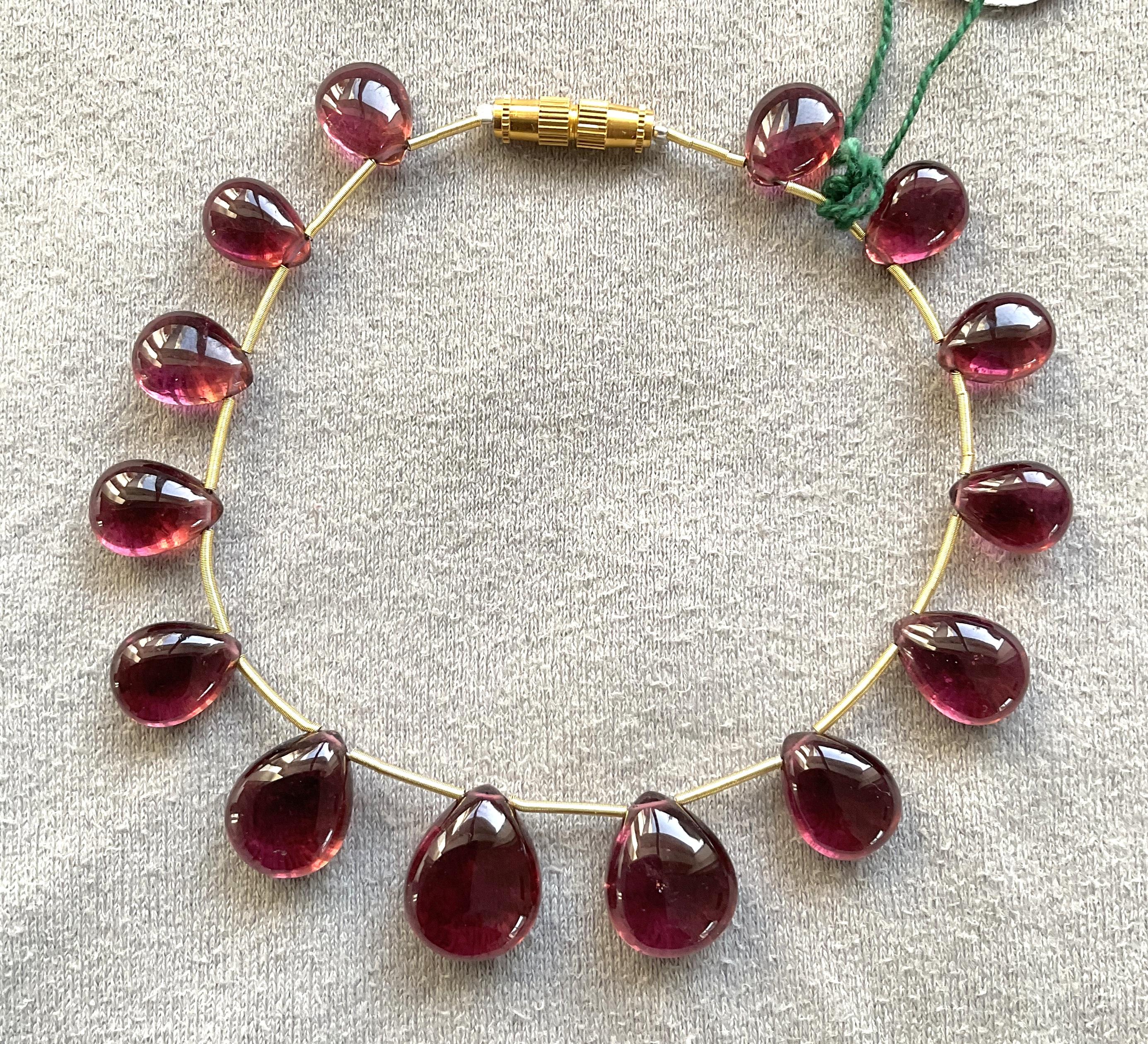 78.00 Carats Rubellite Tourmaline 14 Pieces Layout Drops Top Quality Natural Gem Unisexe en vente