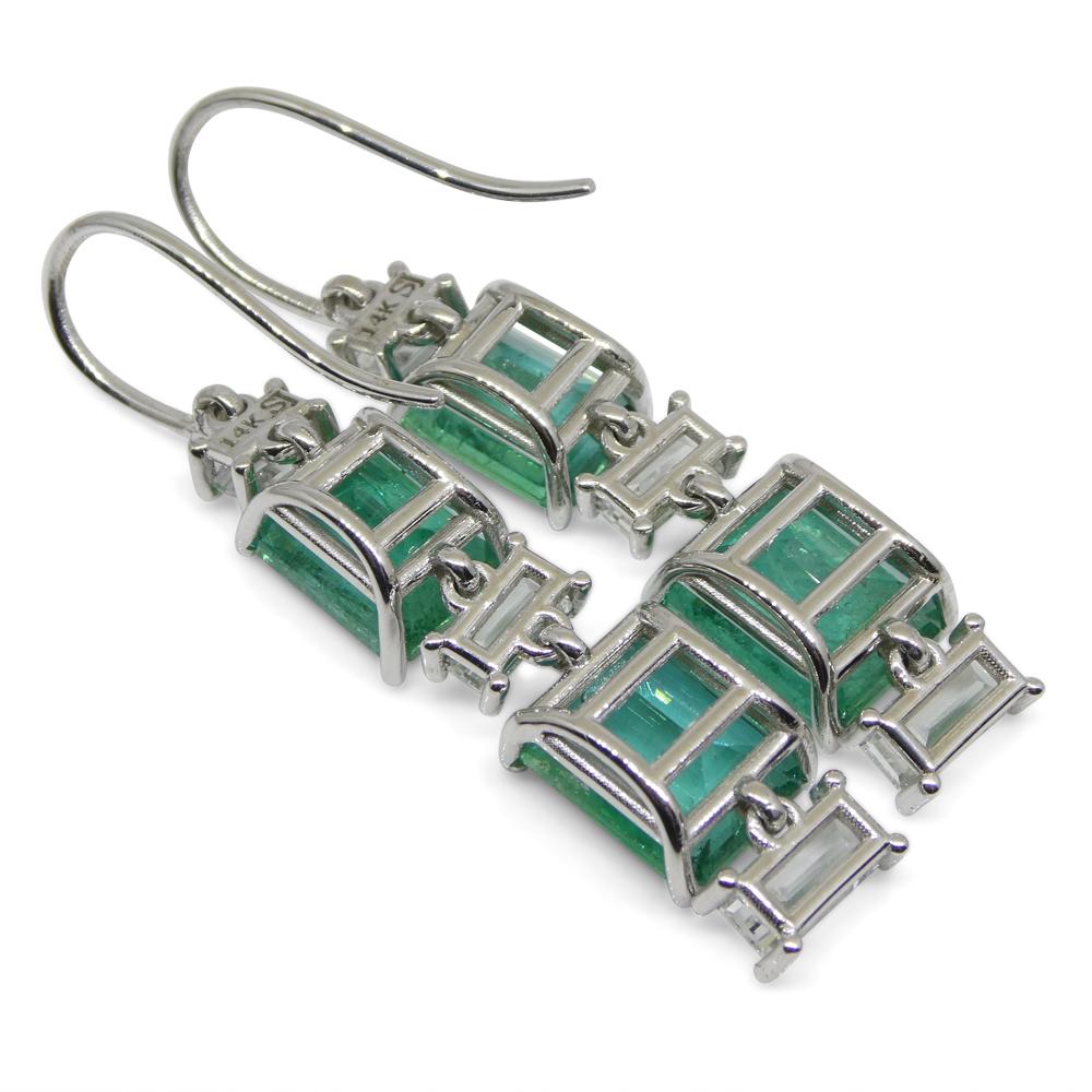 7.80ct Emerald, 1.80ct White Sapphire Earrings in 14k White Gold 5