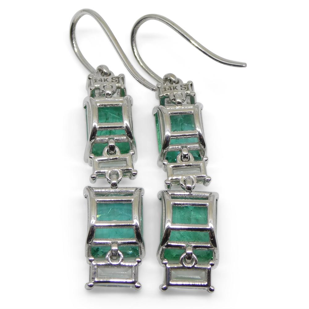 7.80ct Emerald, 1.80ct White Sapphire Earrings in 14k White Gold 6