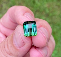 7.80Ct. GREEN Tourmaline natural loose gemstone, Octagon cut, Nigeria.