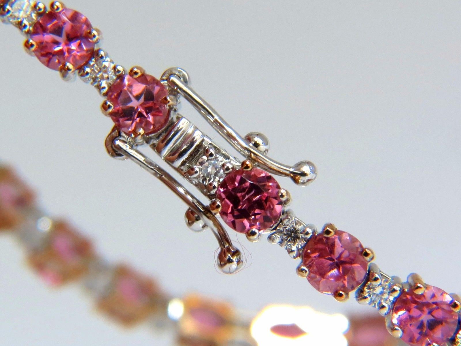 Women's or Men's 7.80ct natural Vivid Pink Sapphire diamond bracelet 14kt g/vs tennis class