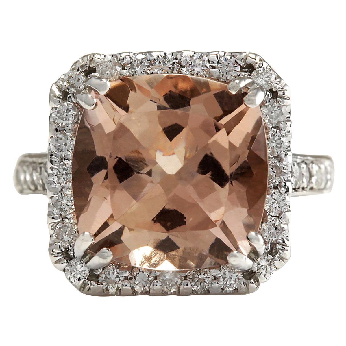 Morganite Diamond Ring In 14 Karat White Gold 