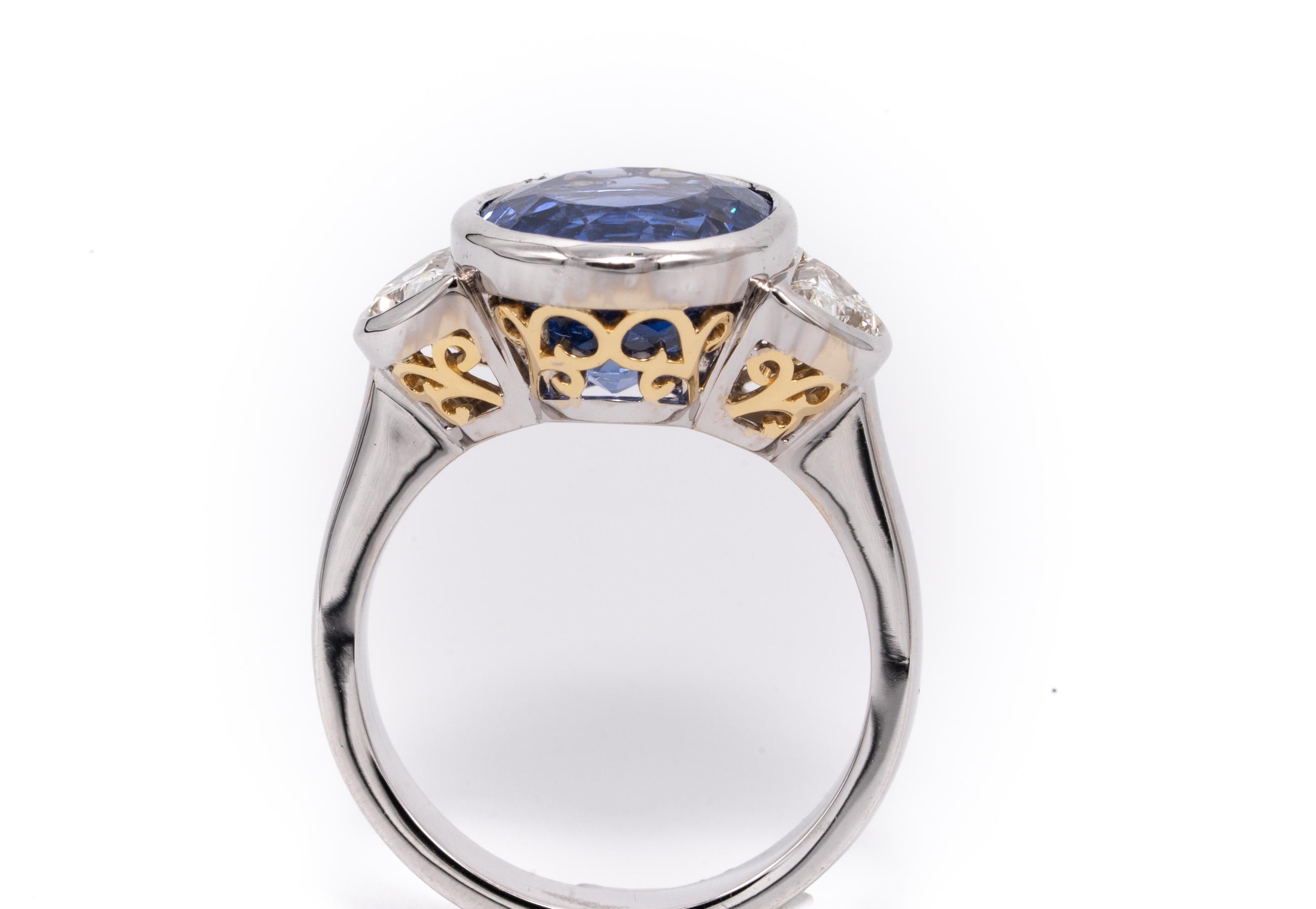 Contemporary 7.81 Carat Natural Sapphire 'No Heat Treatment' Ring by the Diamond Oak