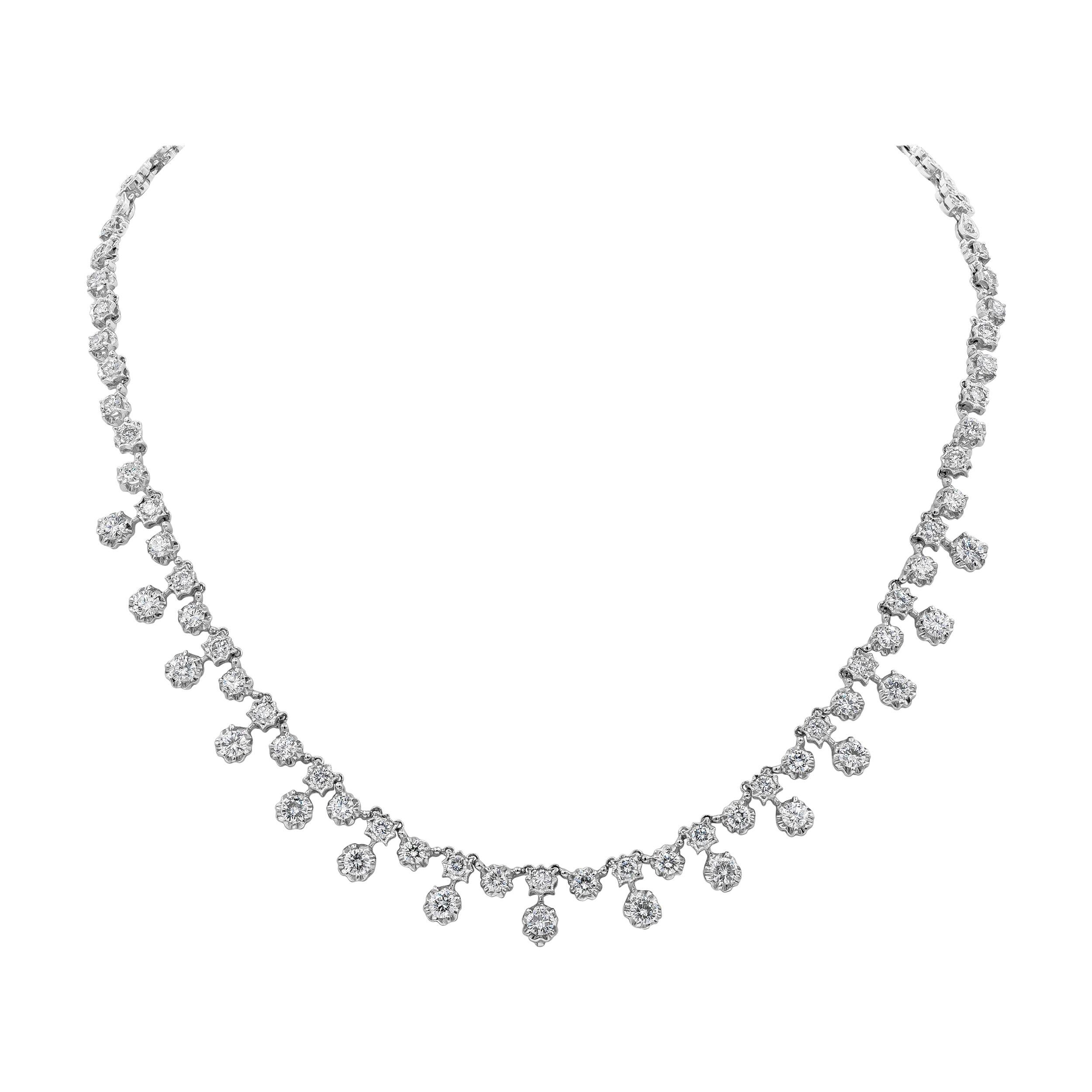 Roman Malakov, 7.81 Carat Round Diamond Necklace For Sale