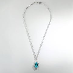 7.81ct Paraiba Tourmaline and 7.56ctw Diamond Necklace