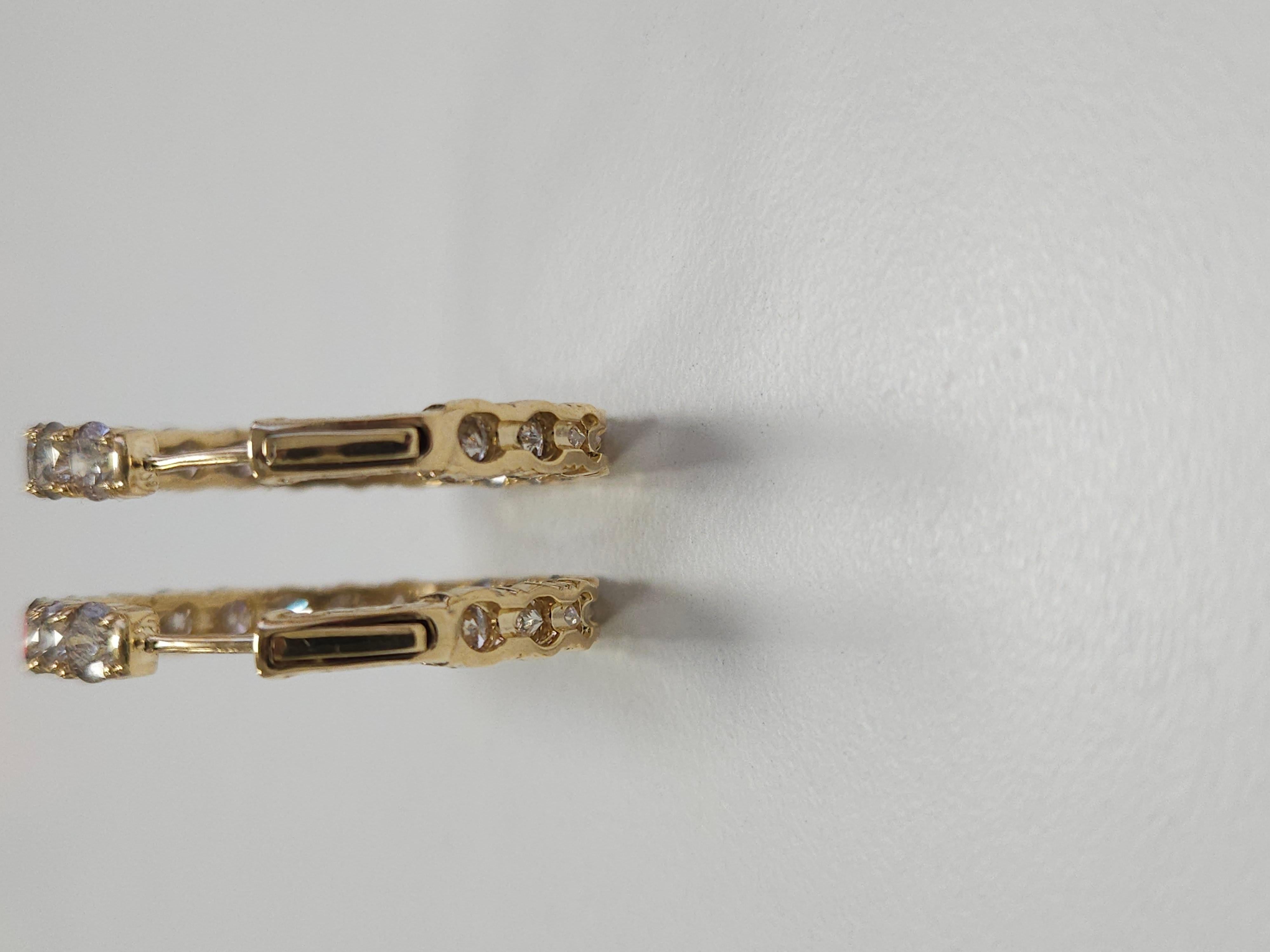 7.82 Carat Diamond Huggie Hoops Earrings 14 Karat Yellow Gold 2
