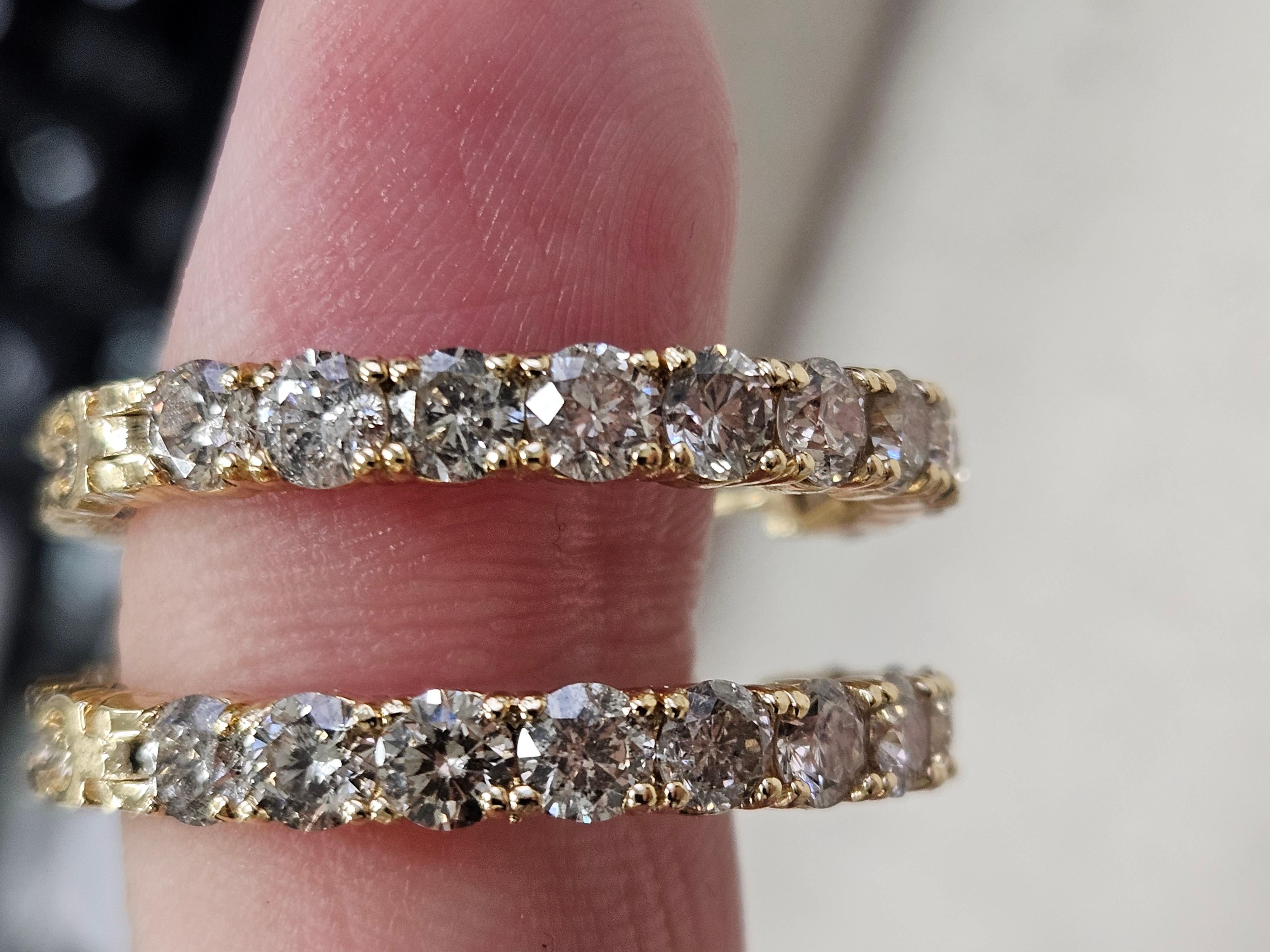 7.82 Carat Diamond Huggie Hoops Earrings 14 Karat Yellow Gold For Sale 4
