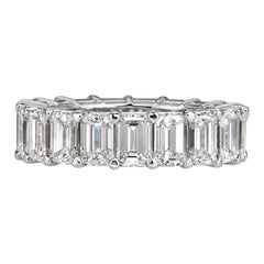 7.82 Carat Emerald Cut Diamond Eternity Band in 18 Karat White Gold