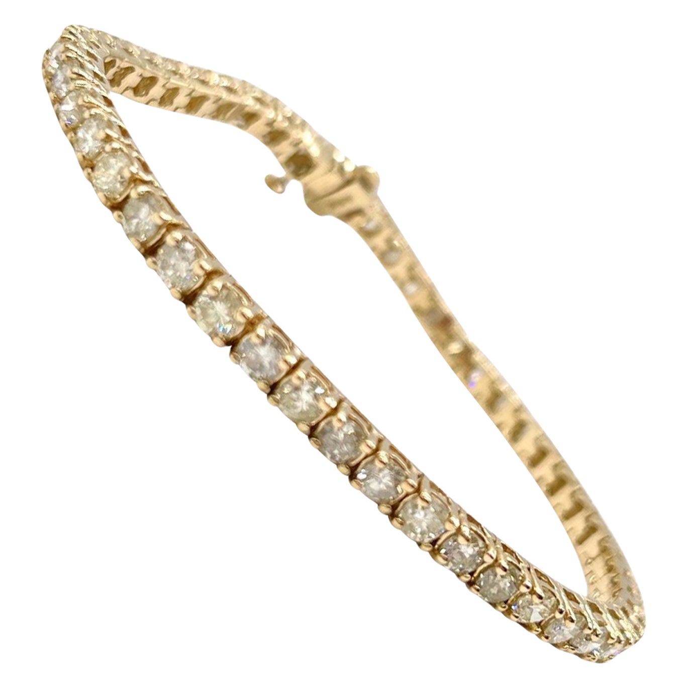 7,82 Karat natürliches Diamant-Tennisarmband aus 14K Gelbgold 7"