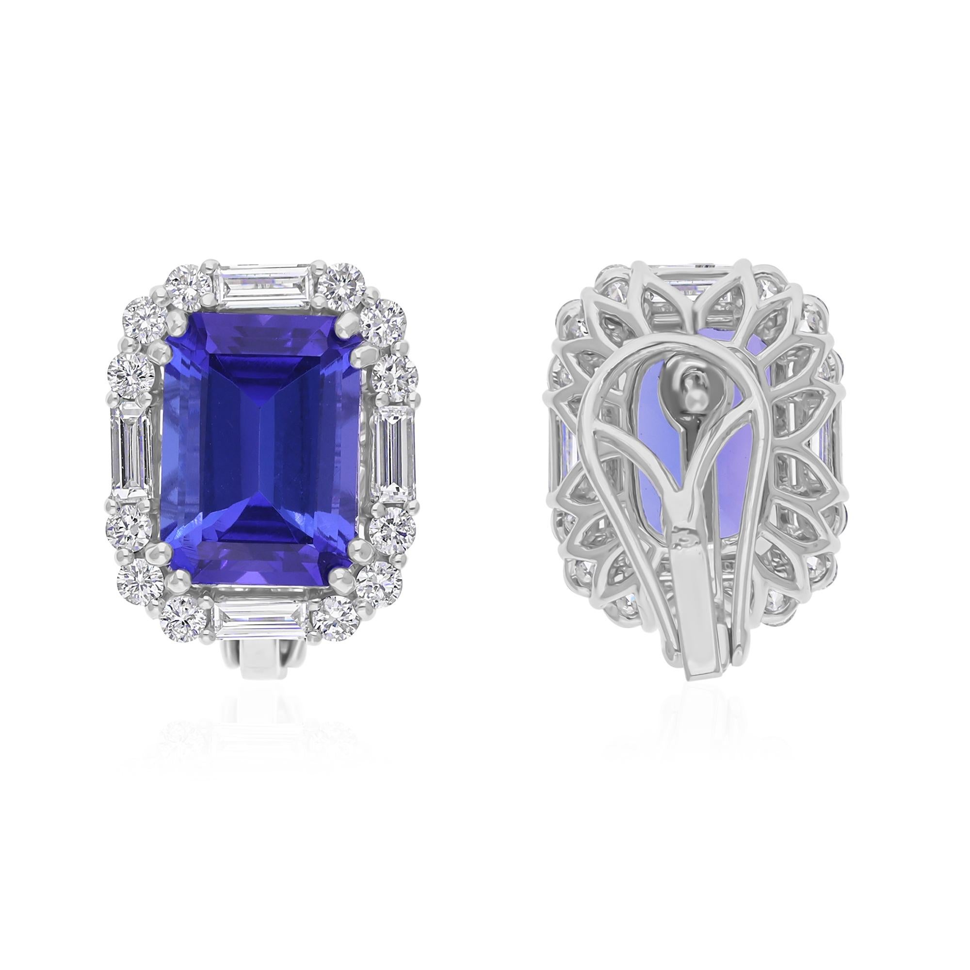 Cast from 18-karat gold, these exquisite earrings are handset with 7.82 carats tanzanite gemstone and 1.35 carats of sparkling diamonds.

FOLLOW SPECTRUM JEWELS storefront to view the latest collection & exclusive pieces. Spectrum Jewels is proudly