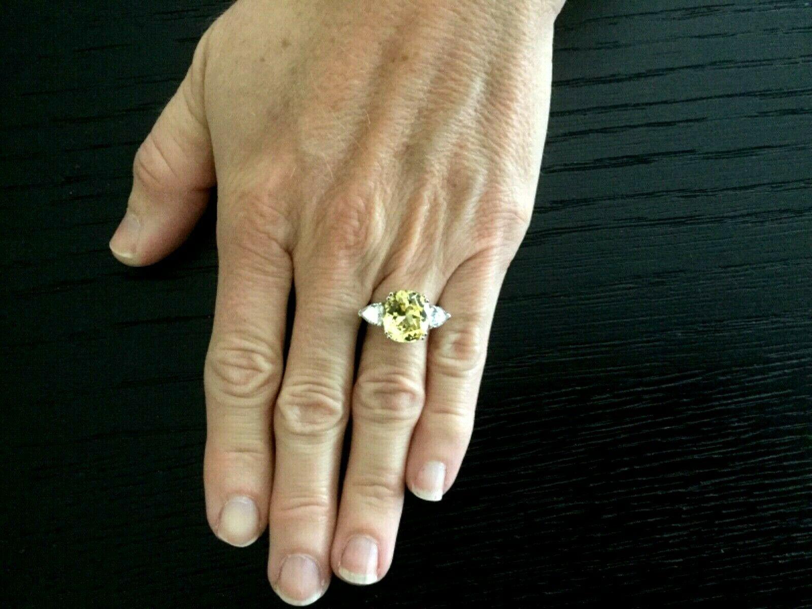 7.82 Carat Unheated Natural Yellow Sapphire and Diamond Ring GIA Certified In New Condition In Middletown, DE