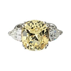 7.82 Carat Unheated Natural Yellow Sapphire and Diamond Ring GIA Certified