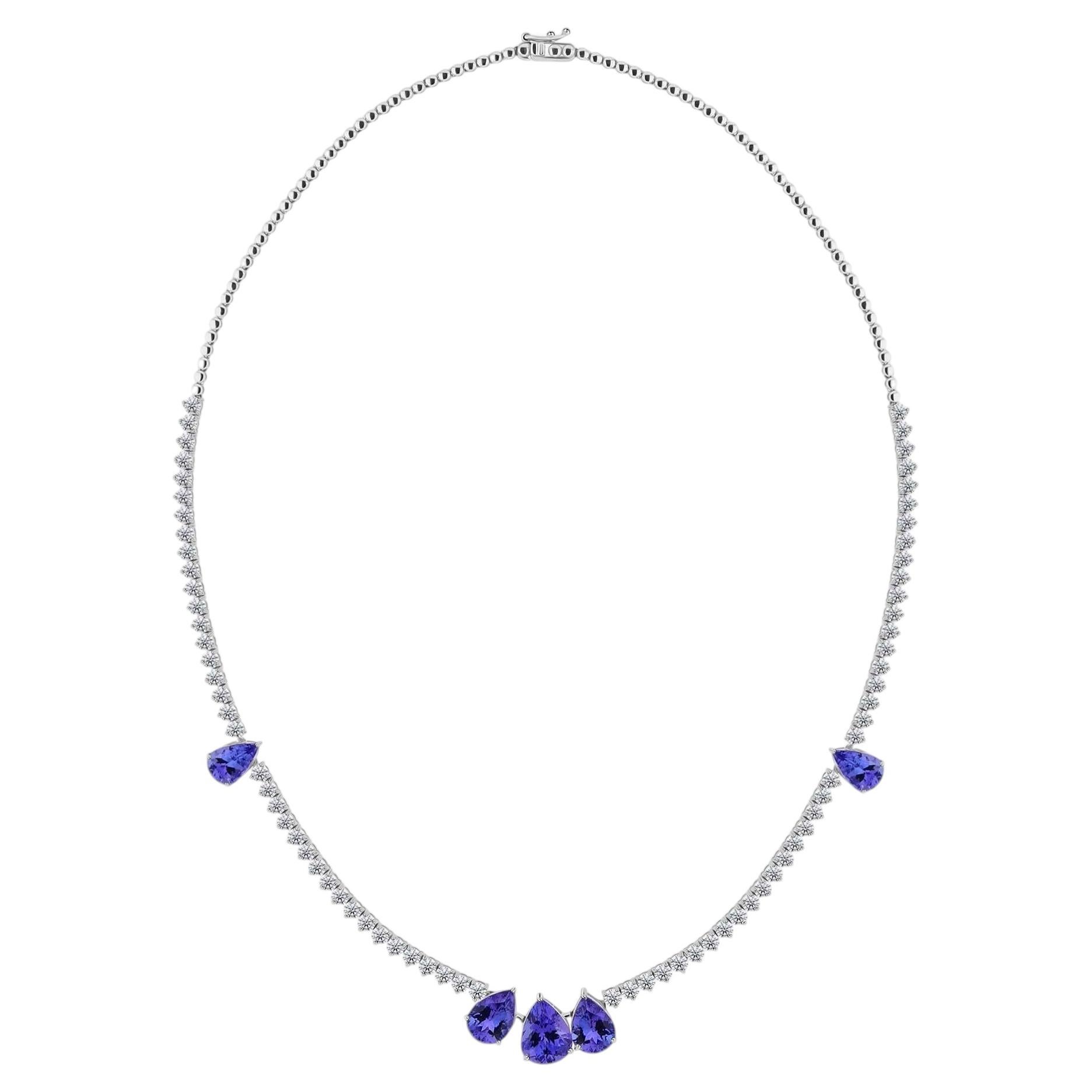 Collana in oro bianco 18 carati con tanzanite naturale da 7,82 carati e diamanti, set regalo per l'anniversario