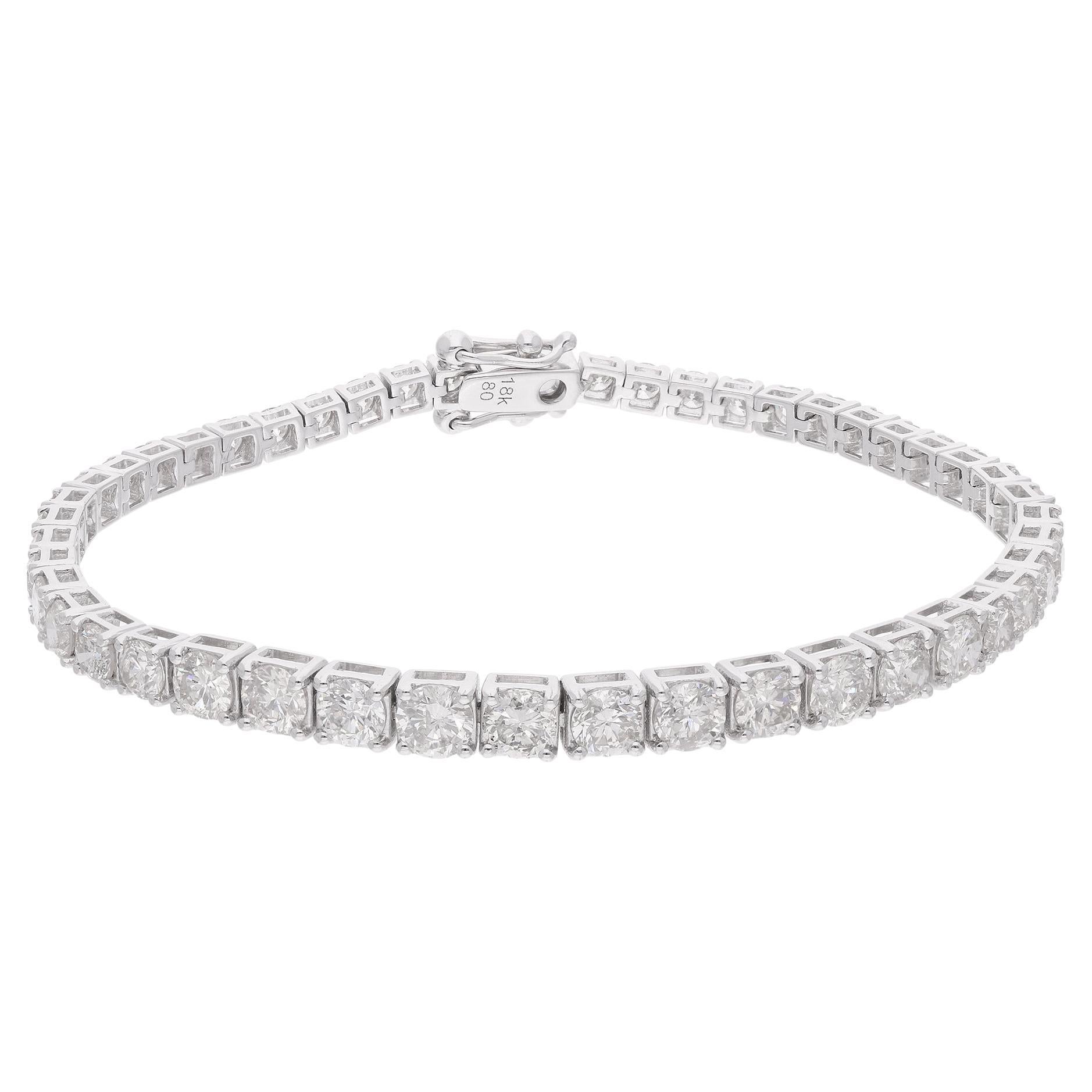 Bracelet tennis en or blanc 18 carats avec diamants de 7,82 carats de pureté SI en vente