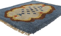 1960's Scandinavian Swedish Rya Carpet with Traditional Folk Art Style
