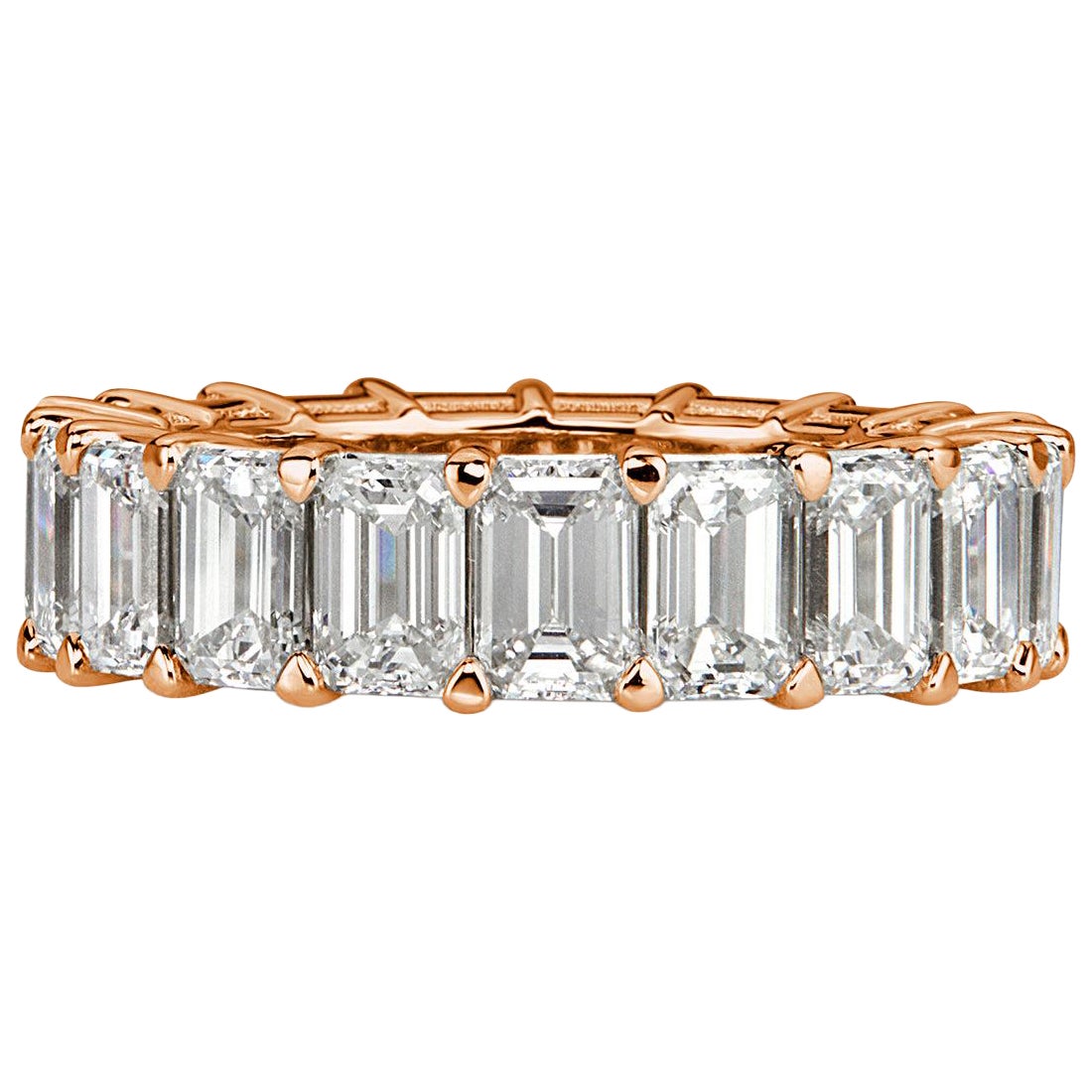 7.82ct Emerald Cut Diamond Eternity Band in 18k Rose Gold