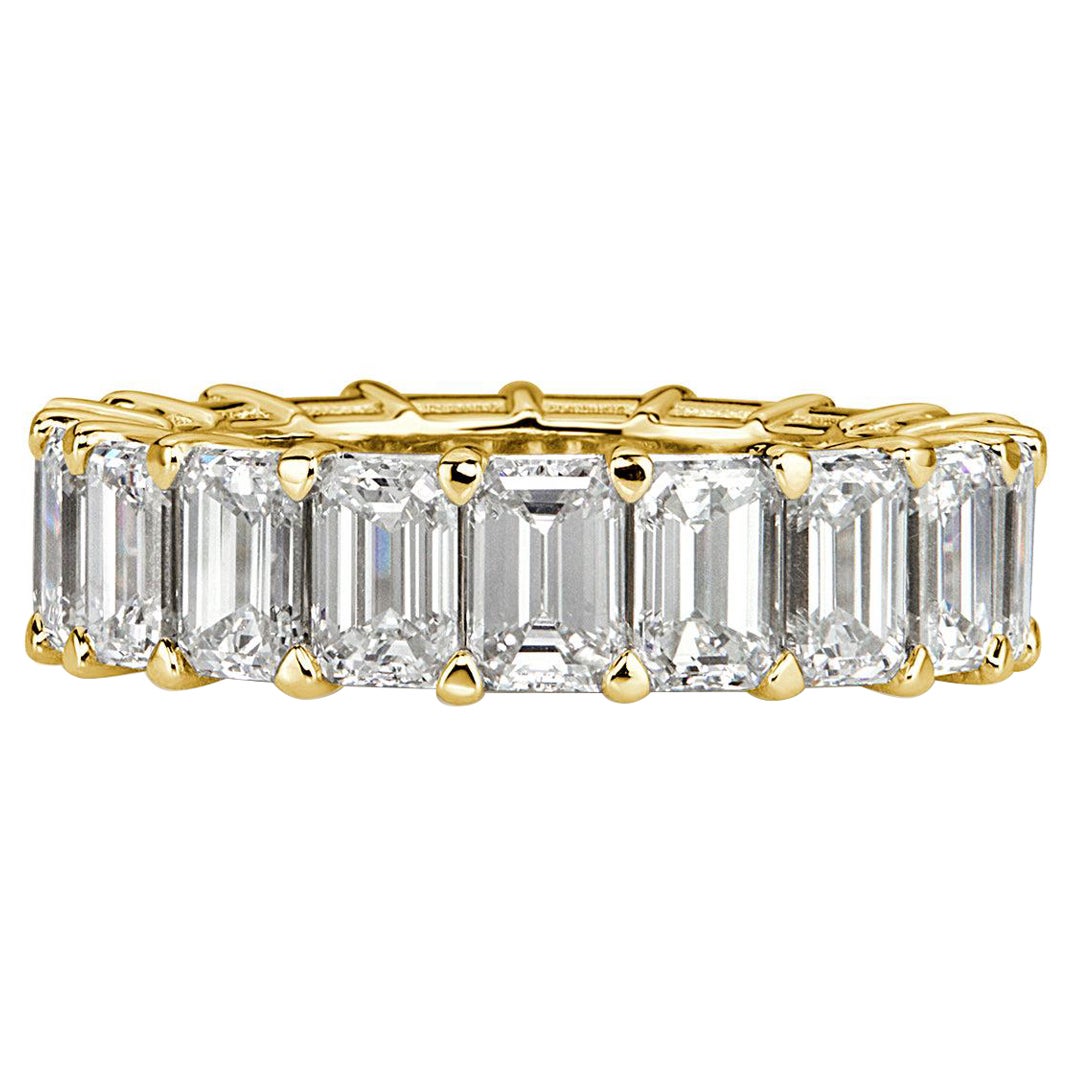 7.82ct Emerald Cut Diamond Eternity Band in 18k Yellow Gold