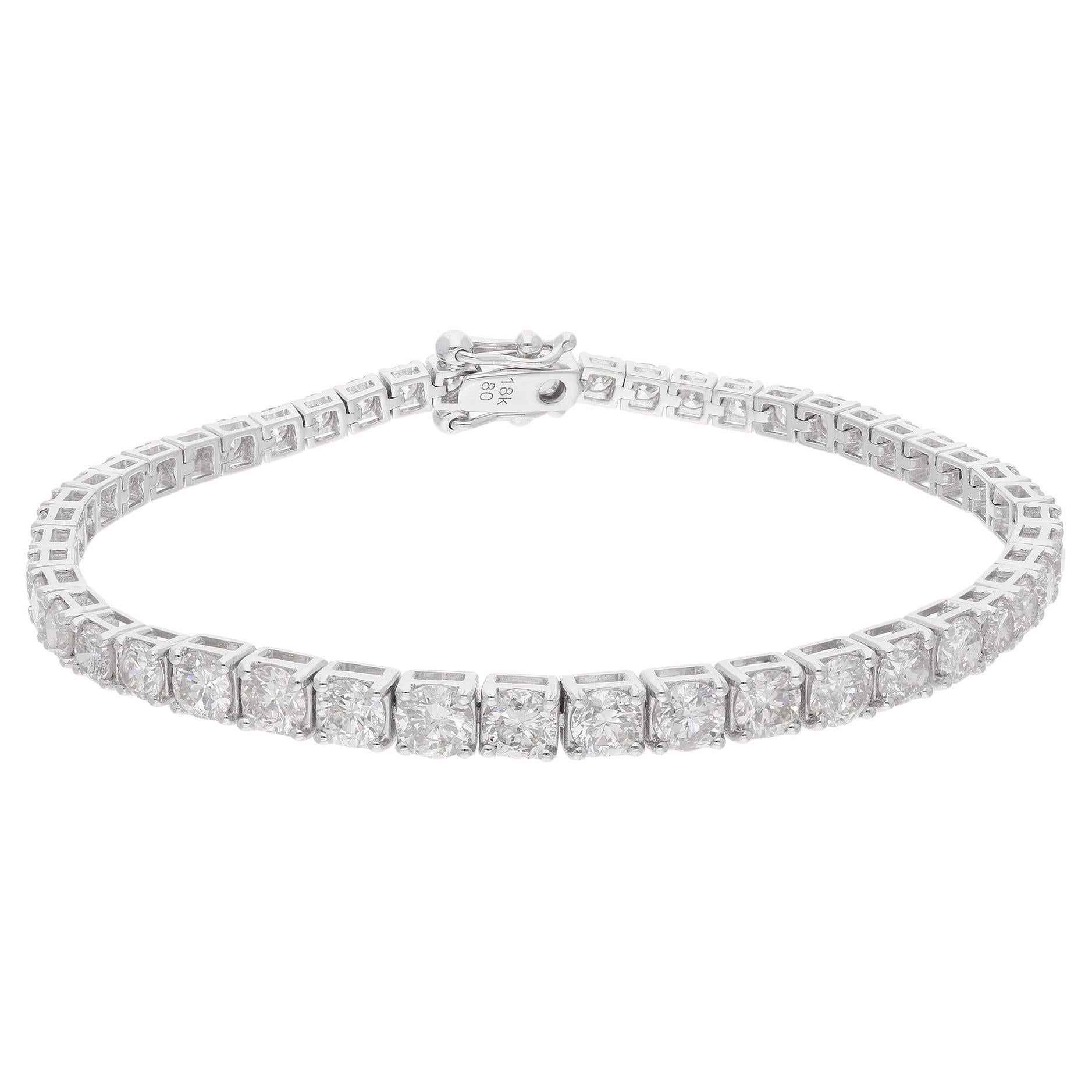 7.82ct SI Clarity HI Color Diamond Tennis Bracelet 14 Karat White Gold Jewelry