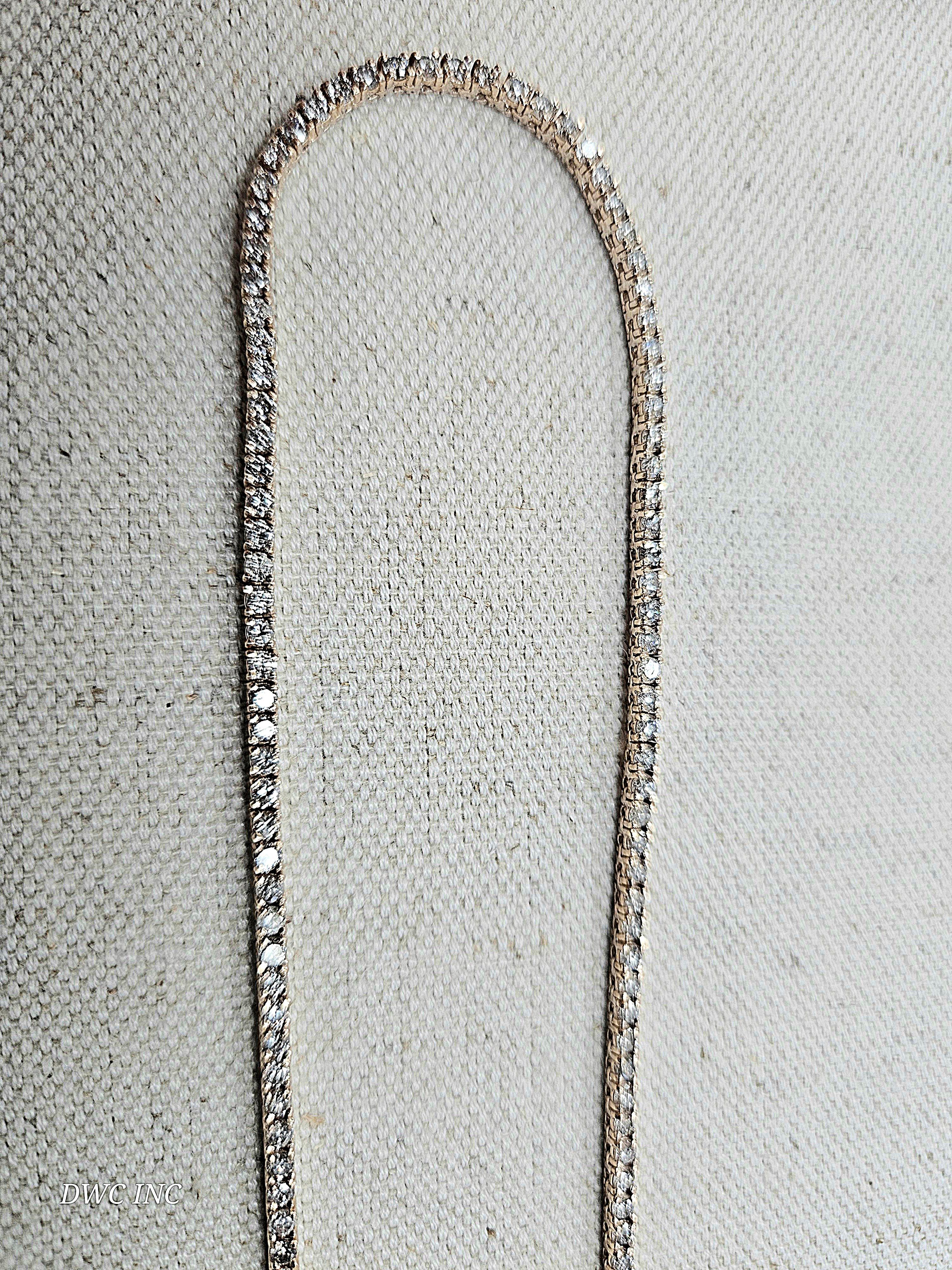 7,83 Karat Brillantschliff Diamant-Tennis-Halskette 14 Karat Roségold 22'' (Rosenschliff) im Angebot