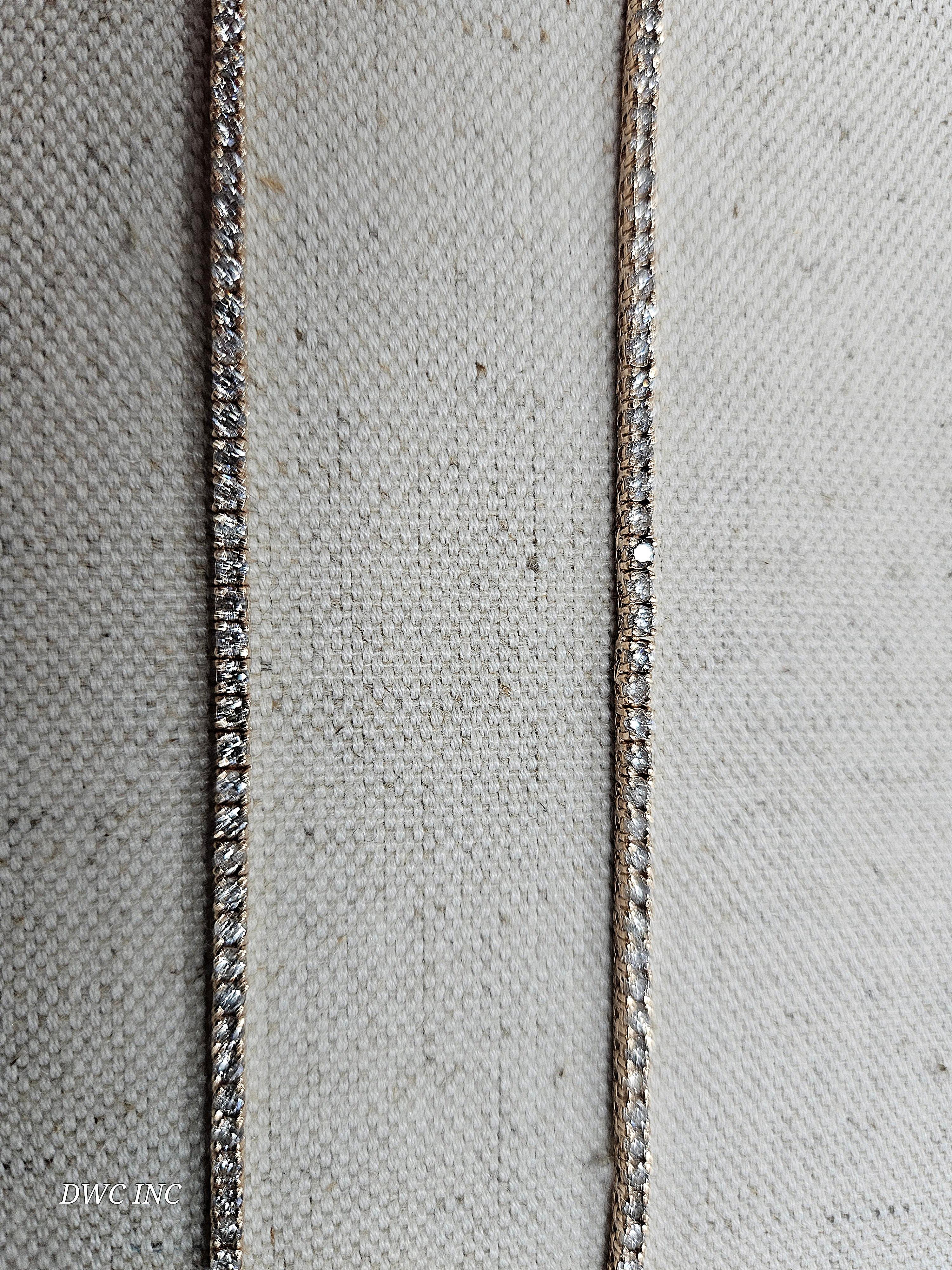 7,83 Karat Brillantschliff Diamant-Tennis-Halskette 14 Karat Roségold 22'' im Zustand „Neu“ im Angebot in Great Neck, NY