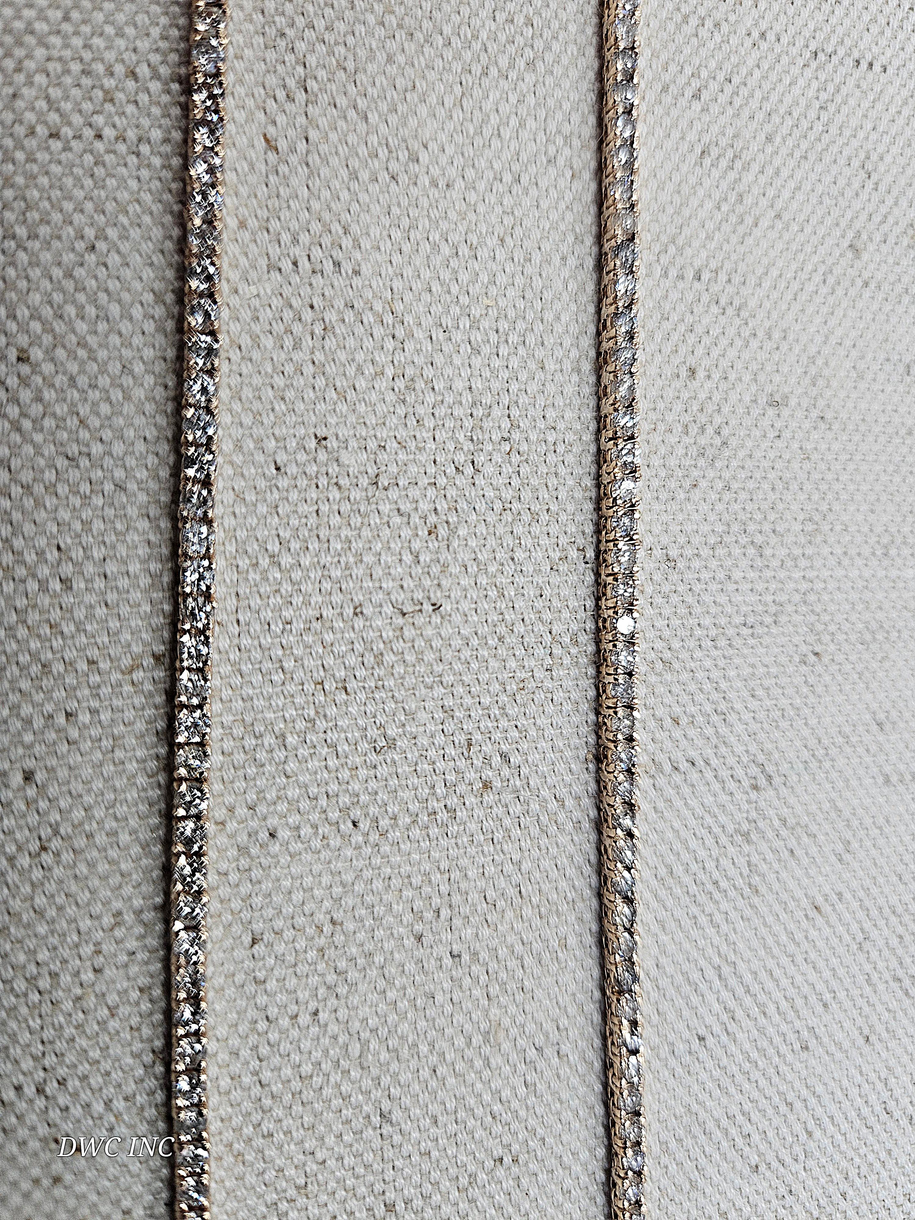 7,83 Karat Brillantschliff Diamant-Tennis-Halskette 14 Karat Roségold 22'' für Damen oder Herren im Angebot