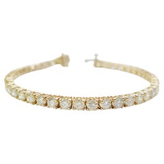 8.01 Carat Natural Diamond Tennis Bracelet 14 Karat Yellow Gold