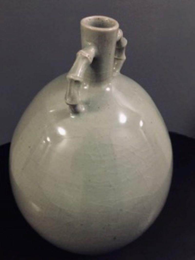 20th Century 783 Japanese Celadon Classic Oval Shaped Vase For Sale
