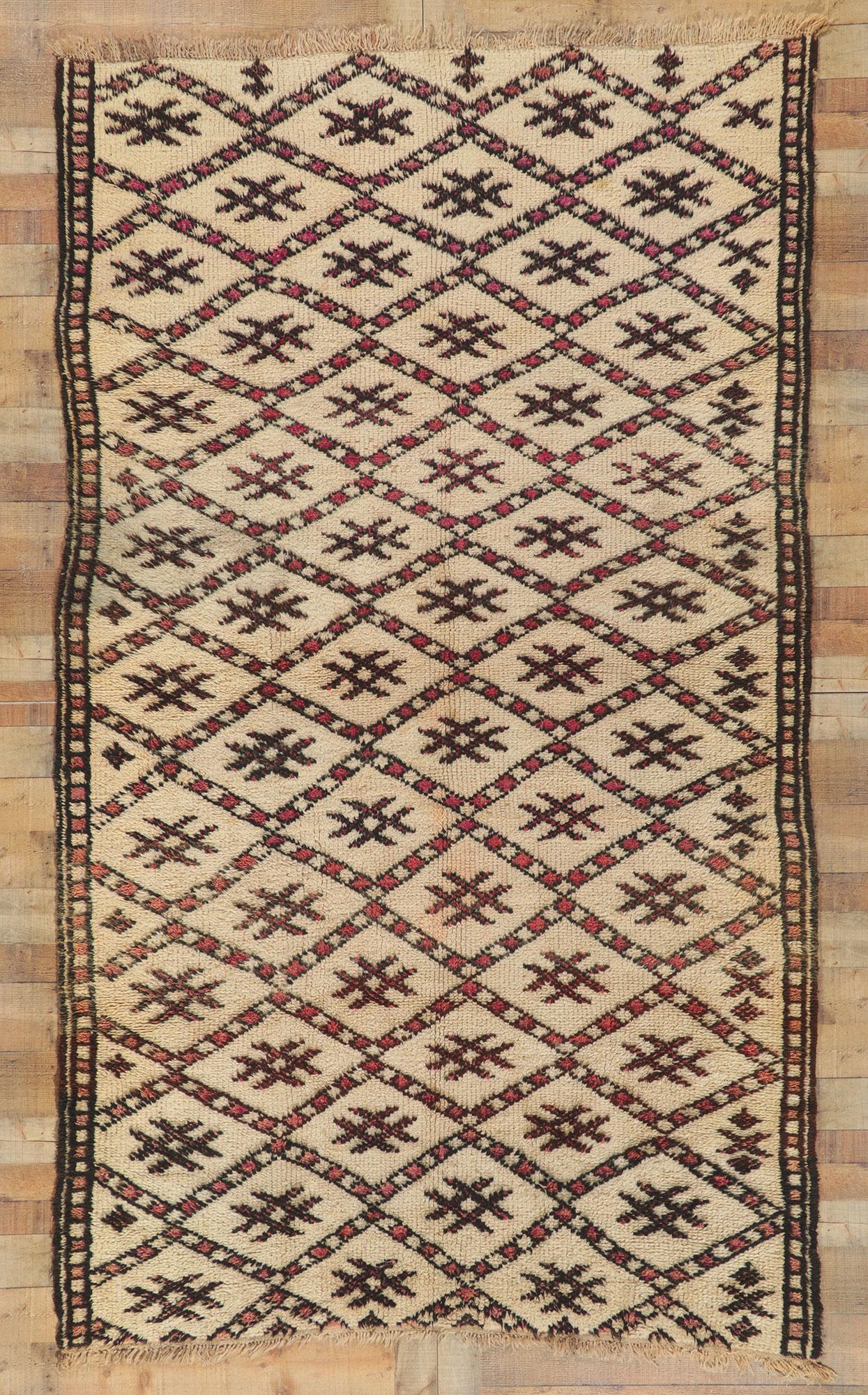 Tribal 78366 Vintage Moroccan Beni Ourain Rug For Sale