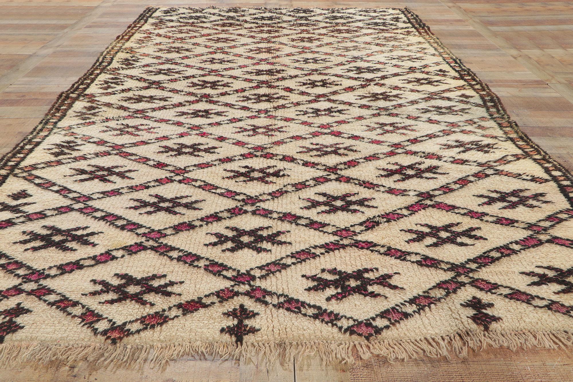 Laine Tapis marocain Beni Ourain vintage 78366, 06''00 x 10''01 en vente