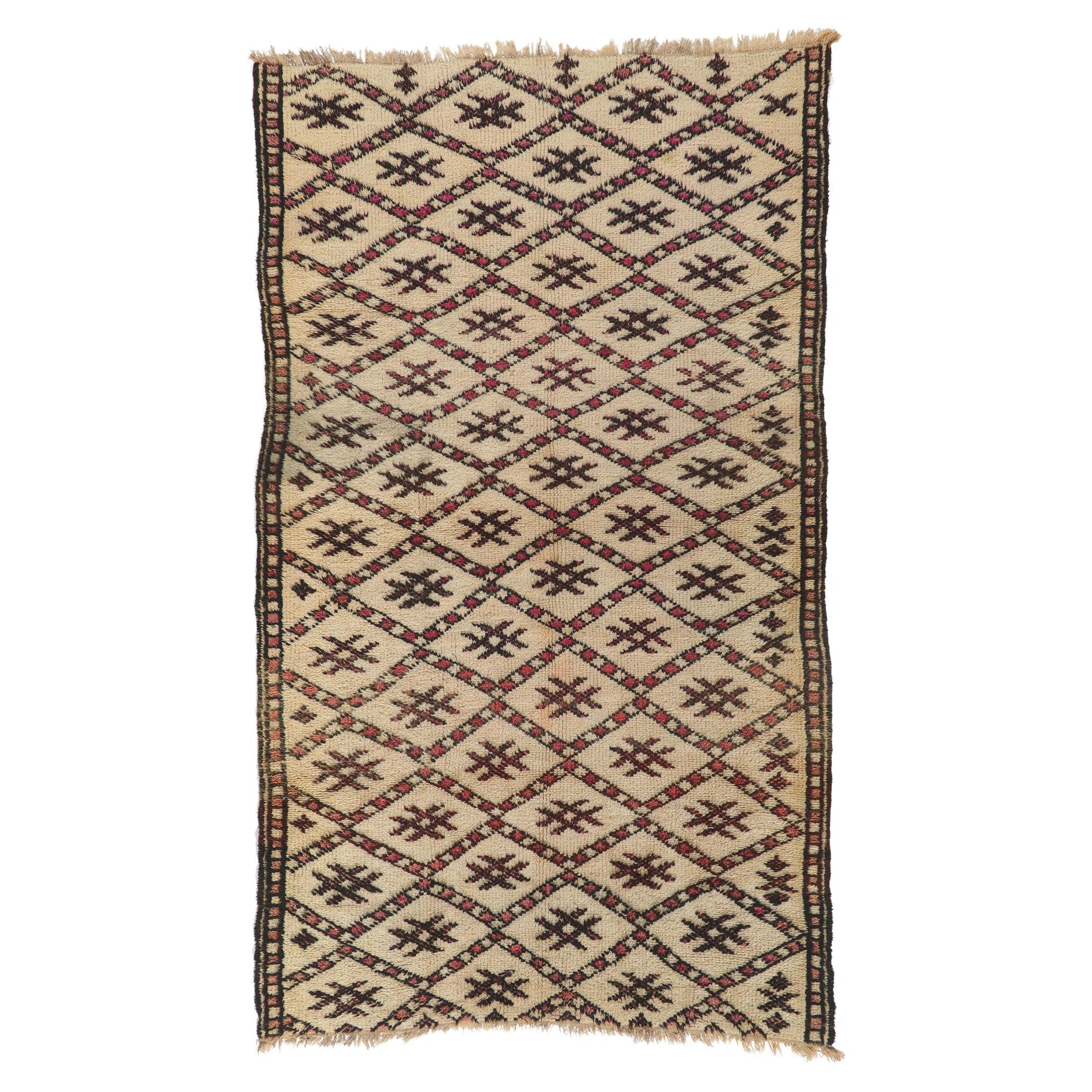 78366 Vintage Moroccan Beni Ourain Rug For Sale