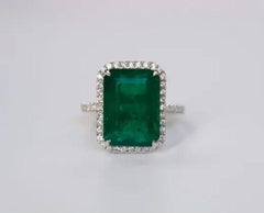 7.84 Carat Emerald Halo Ring