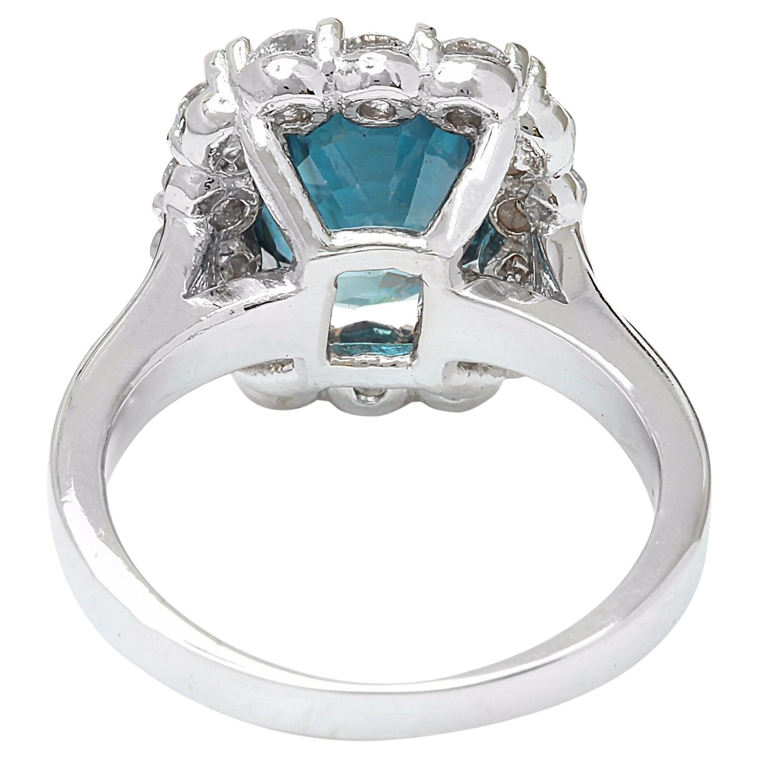 Oval Cut Natural Zircon Diamond Ring In 14 Karat Solid White Gold For Sale