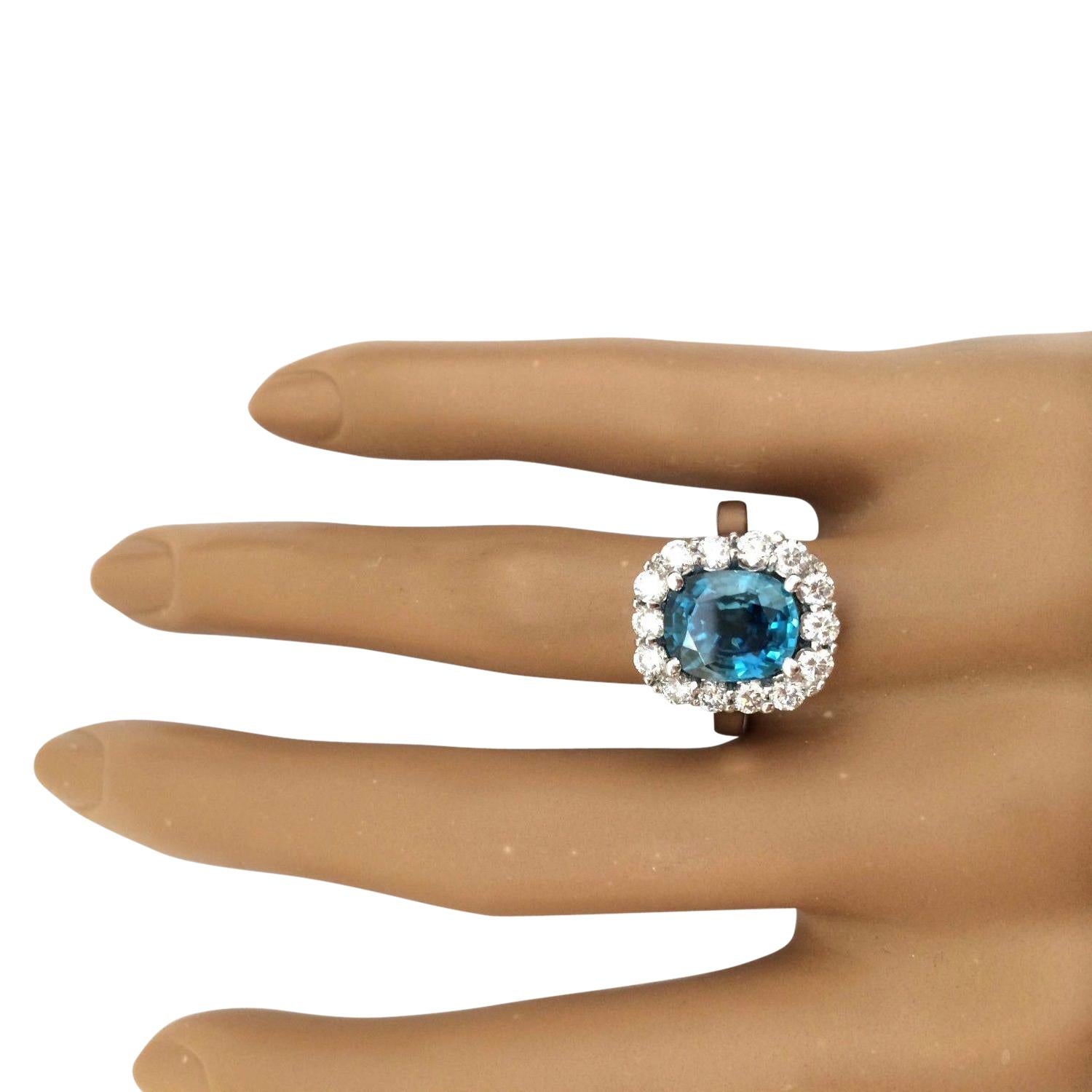 Women's Natural Zircon Diamond Ring In 14 Karat Solid White Gold For Sale