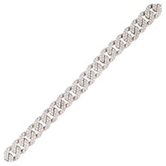 Used 7.84 Carat Pave Diamond Cuban Link Bracelet 14 Karat In Stock